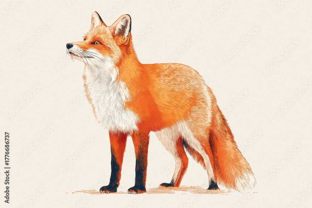 Obraz premium Illustration of a graceful fox standing