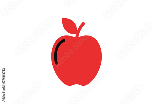 Fresh red apple icon for healthy eating campaigns, nutrition visuals, school projects, and educational resources, a simple and bold design vector style icon