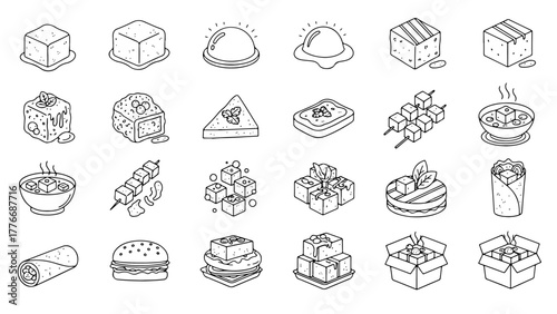 Tofu Block Variations Icon Set