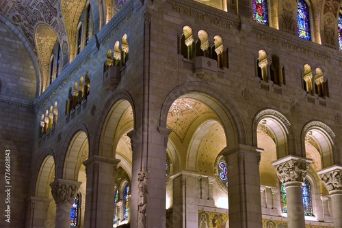 Facade and interior of the basilica of Saint Anne de Beaupre located in Quebec Canada photo taken 2020-09-06, Province Quebec, Saint Anne de Beaupre Canada