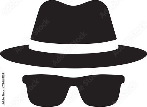 Spy Agent Icon – Fedora Hat and Sunglasses Silhouette