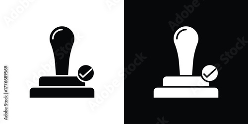 Approval stamp icon line art editable stroke and solid collection for app design