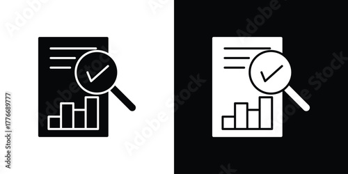 Audit report icon line art editable stroke and solid collection for app design
