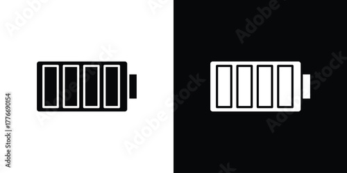 Battery icon line art editable stroke and solid collection for app design