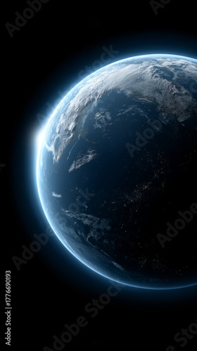 Countdown to asteroid's close approach with digital display against earth in space