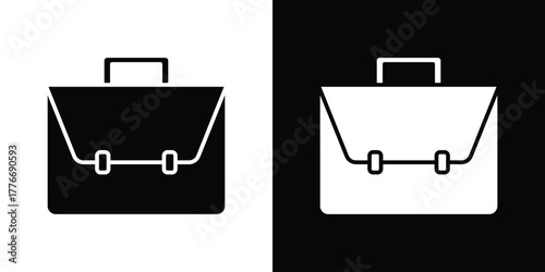 Briefcase icon line art editable stroke and solid collection for app design