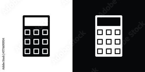 Calculator icon line art editable stroke and solid collection for app design