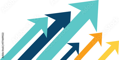 Colorful Arrows Pointing Upward on White Background