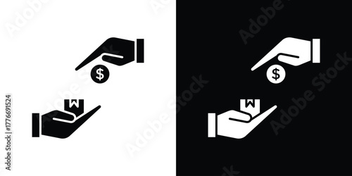 Cash on delivery icon line art editable stroke and solid collection for app design
