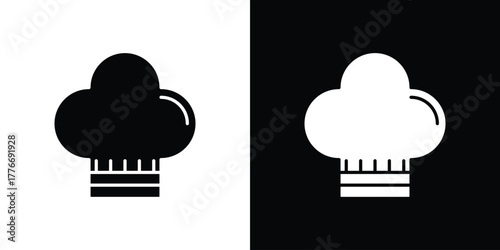Chef hat icon line art editable stroke and solid collection for app design