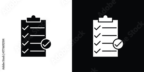 Clipboard check icon line art editable stroke and solid collection for app design