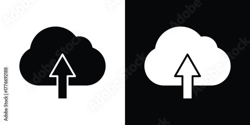Cloud upload icon line art editable stroke and solid collection for app design