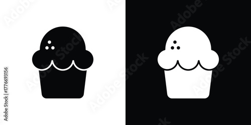 Cupcake icon line art editable stroke and solid collection for app design