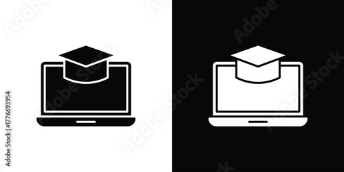 E-learning icon line art editable stroke and solid collection for app design
