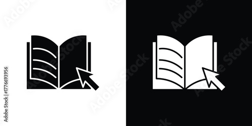E-book icon line art editable stroke and solid collection for app design