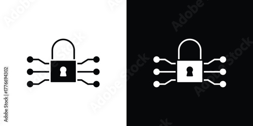 Encryption icon line art editable stroke and solid collection for app design