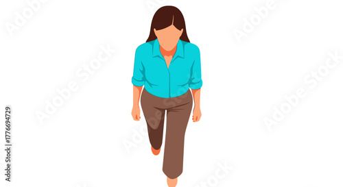 Illustration of a woman walking forward wearing casual business attire