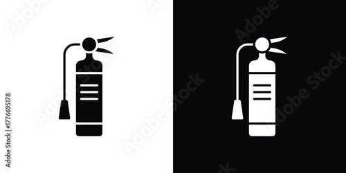 Fire extinguisher icon line art editable stroke and solid collection for app design