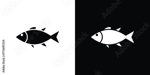 Fish icon line art editable stroke and solid collection for app design
