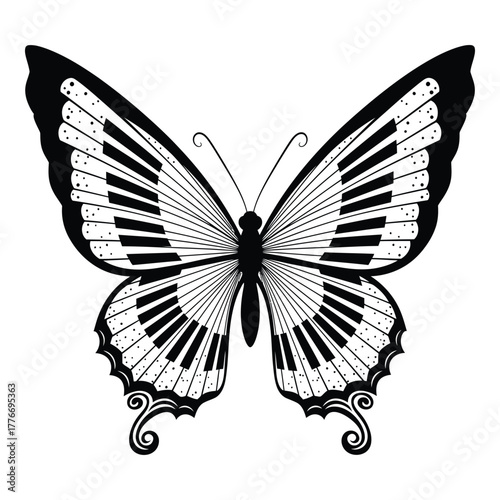 Elegant butterfly with piano keys on its wings