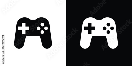 Game controller icon line art editable stroke and solid collection for app design