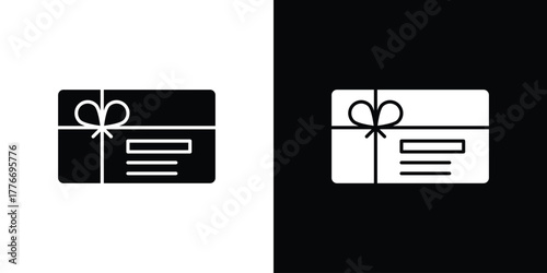 Gift card icon line art editable stroke and solid collection for app design