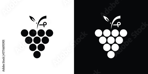 Grapes icon line art editable stroke and solid collection for app design