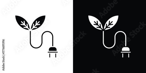 Green energy icon line art editable stroke and solid collection for app design