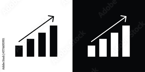 Growing graph icon line art editable stroke and solid collection for app design