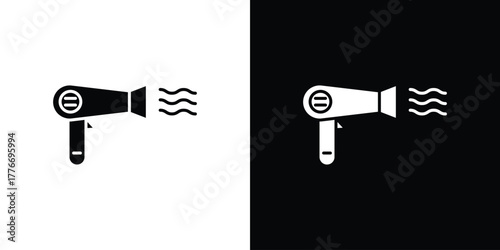 Hair dryer icon line art editable stroke and solid collection for app design