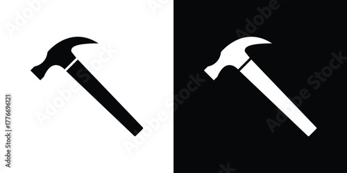Hammer icon line art editable stroke and solid collection for app design