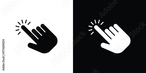 Hand click icon line art editable stroke and solid collection for app design