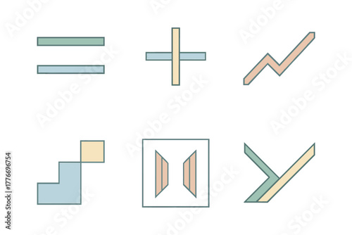 Pastel geometric math symbols in minimalist design style for educational resources