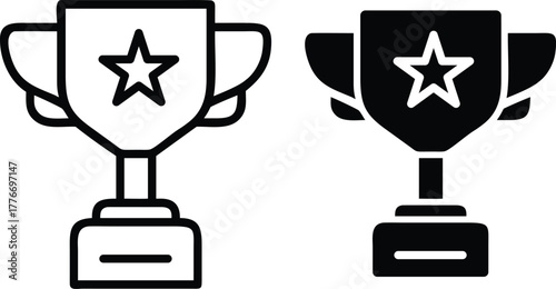 Trophy Icon, Award Cup and Achievement Symbol for Success and Victory or Vector Silhouette. .eps
