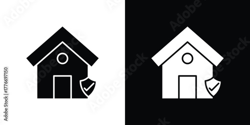 Home insurance icon line art editable stroke and solid collection for app design