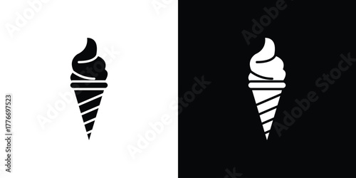 Ice cream cone icon line art editable stroke and solid collection for app design
