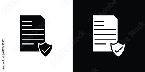 Insurance policy icon line art editable stroke and solid collection for app design
