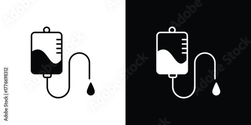 IV drip icon line art editable stroke and solid collection for app design