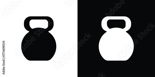 Kettlebell icon line art editable stroke and solid collection for app design