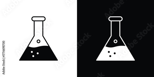 Lab flask icon line art editable stroke and solid collection for app design