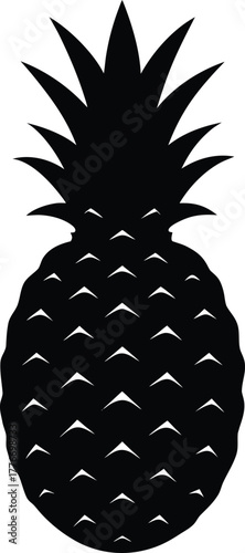 Pineapple Silhouette Vector Illustration Tropical Fruit Healthy Vegetarian Food Ingredient Black and White Isolated Simple Minimal Icon Design