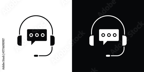 Live chat icon line art editable stroke and solid collection for app design