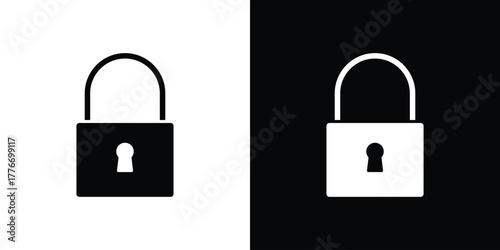 Lock icon line art editable stroke and solid collection for app design