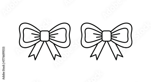 Two simple black and white bow illustrations side by side