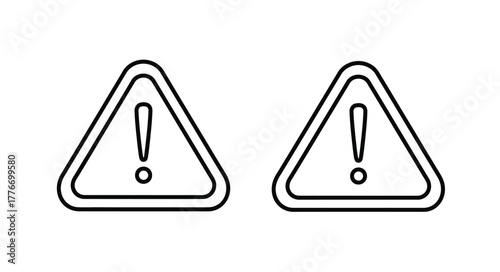 Two simple triangle warning signs with exclamation points within them