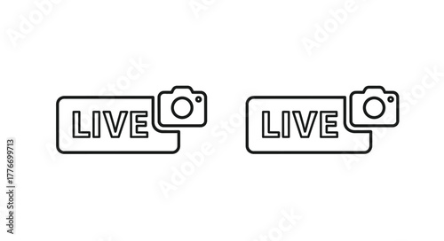 Simple black and white line art icons displaying the word live