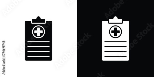 Medical report icon line art editable stroke and solid collection for app design