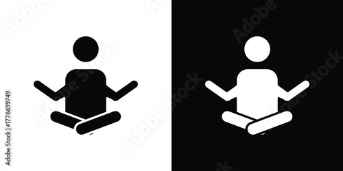 Meditation icon line art editable stroke and solid collection for app design