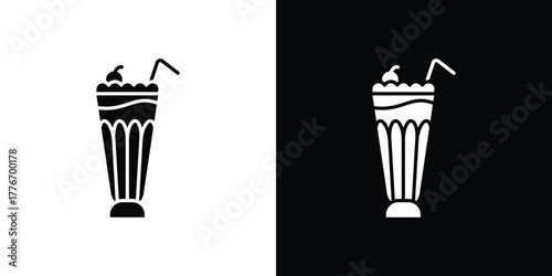 Milkshake icon line art editable stroke and solid collection for app design