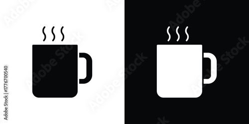 Mug icon line art editable stroke and solid collection for app design